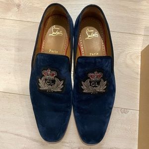 Christian Louboutin Men's Blue Captain Colonnaki Suede Loafers